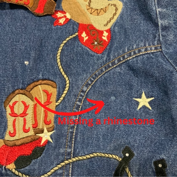 Gordon James Embellished Embroidery 80’s Padded Shoulder Western Denim Jacket - Picture 8 of 16